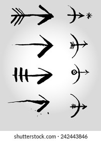 Shooters and arrows. Vector set in style grunge