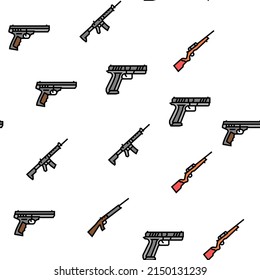 shooting accessories weapon Vector Seamless Pattern Thin Line Illustration
