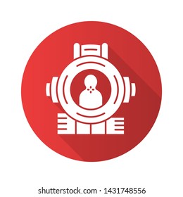 Shooting aim flat design long shadow glyph icon. Virtual video game process. Shooter from first person. Killer target. Sniper aim, gun crosshair. Rifle, firearm target. Vector silhouette illustration