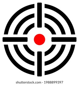 Shooting aim vector pictogram isolated on white background, target icon, goal emblem, abstract web design element for website or presentation