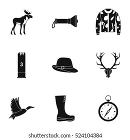 Shooting at animals icons set. Simple illustration of 9 shooting at animals vector icons for web