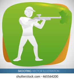 Shooting athlete doing a excellent shot with his rifle in sports event.