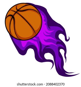 A shooting basketball has purple lights.