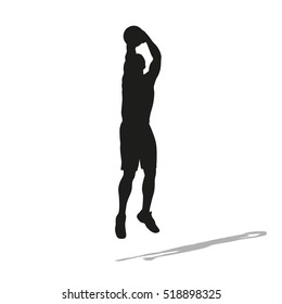 Shooting Basketball Player Vector Silhouette. Front View