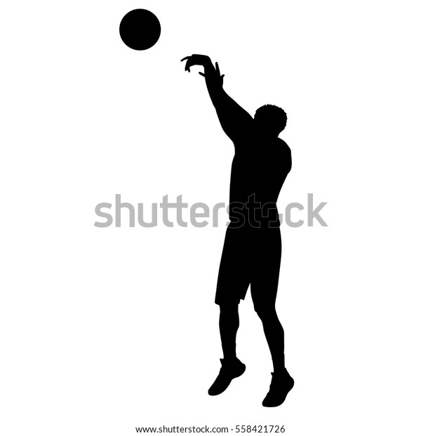 シューティングバスケットボール選手 ベクターシルエット のベクター