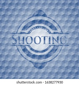 Shooting blue hexagon emblem. Vector Illustration. Detailed.