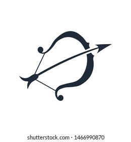 Shooting bow and arrow. Vector icon on white background.