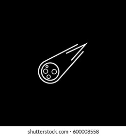 Shooting Comet Line Icon On Black Background