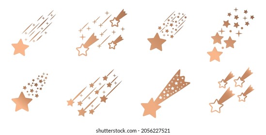 Shooting comet. Set falling stars. Vector stock illustration