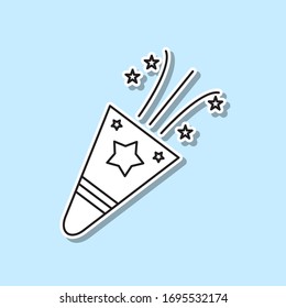 Shooting cracker sticker icon. Simple thin line, outline vector of party icons for ui and ux, website or mobile application