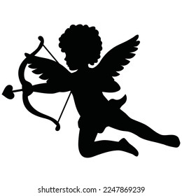 Shooting cupid silhouette vector cartoon illustration