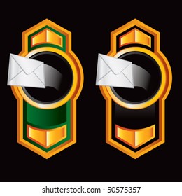 shooting email vertical orange arrows with green and black lining