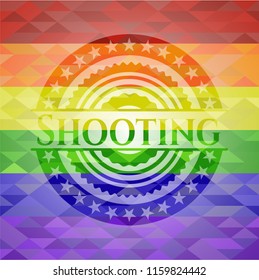Shooting emblem on mosaic background with the colors of the LGBT flag