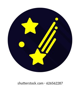 shooting flat stars icon with long shadow