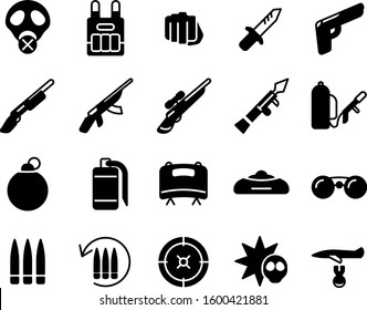 Shooting game icon set - player, weapon, equipment