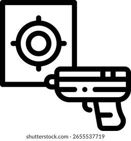 Icono de juego de disparos. Diseño De Estilo Lineal Delgado Aislado Sobre Fondo Blanco