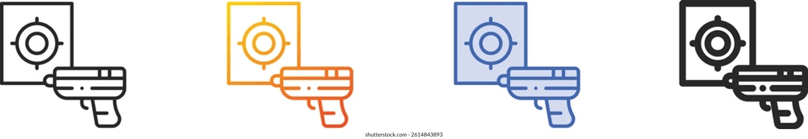 shooting game icon.Thin Linear, Gradient, Blue Stroke and bold Style Design Isolated On White Background