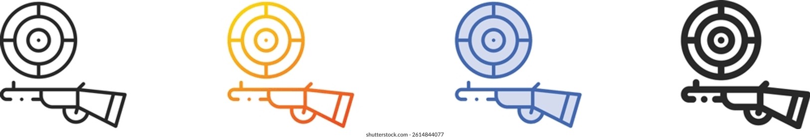shooting game icon.Thin Linear, Gradient, Blue Stroke and bold Style Design Isolated On White Background