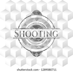 Shooting grey emblem with geometric cube white background