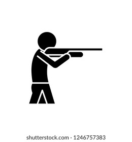 Shooting a gun black icon, vector sign on isolated background. Shooting a gun concept symbol, illustration 