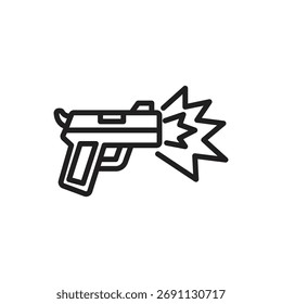 Ilustración vectorial de icono de contorno de pistola de tiro