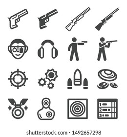 Shooting And Gun, Sport And Recreation Icon Set,vector And Illustration