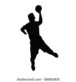 Shooting handball player vector isolated silhouette