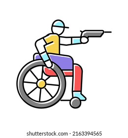 shooting handicapped athlete color icon vector. shooting handicapped athlete sign. isolated symbol illustration