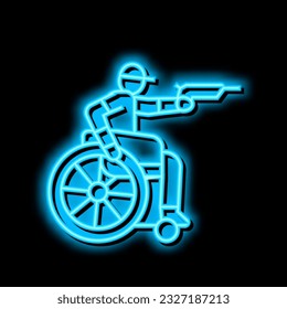 shooting handicapped athlete neon light sign vector. shooting handicapped athlete illustration