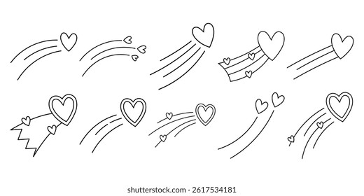 Shooting Hearts Doodle Vector Collection