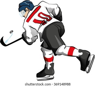 Shooting hockey player vector illustration