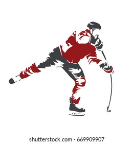 Shooting ice hockey player, abstract vector silhouette