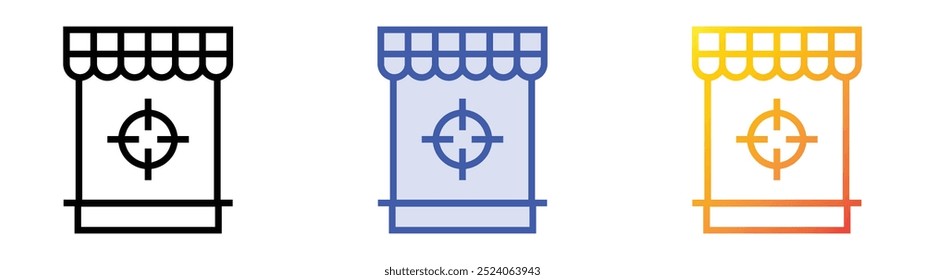 shooting icon. Linear, Blue Fill and Gradient Style Design Isolated On White Background
