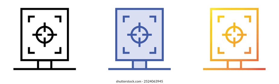 shooting icon. Linear, Blue Fill and Gradient Style Design Isolated On White Background