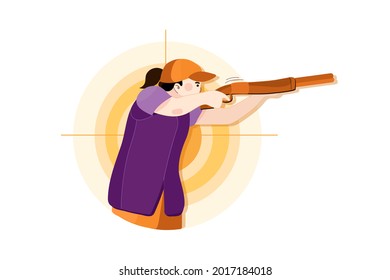 Shooting Illustration concept. Flat illustration isolated on white background.