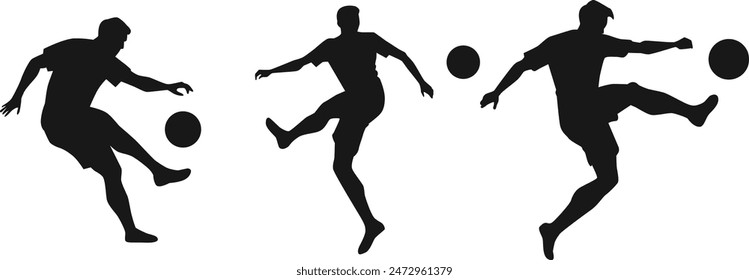 shooting long range position in soccer silhouette set