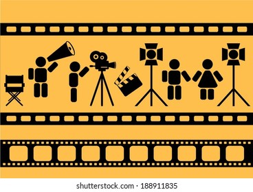 shooting movie scene vector illustration