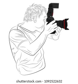 shooting on camera vector drawing illustration