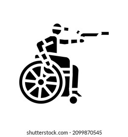 shooting person with a disability athlete glyph icon vector. shooting person with a disability athlete sign. isolated contour symbol black illustration