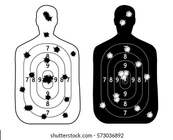 Shooting Range Gun Target With Bullet Holes