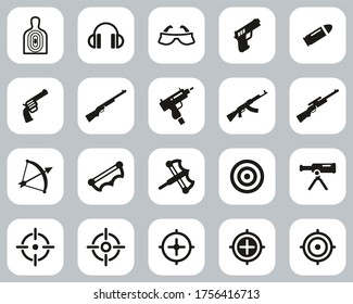 Shooting Range Icons Black & White Flat Design Set Big