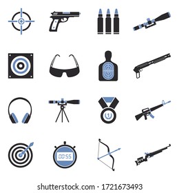 Iconos de rango de tiro. Diseño plano de dos tonos. Ilustración vectorial.
