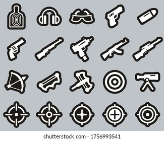 Shooting Range Icons White On Black Sticker Set Big