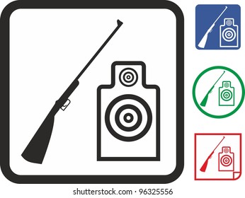 Shooting Range. Rifle And Target Vector Icon