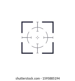 Shooting range, target icon collection. Target and aim, targeting and aiming. Pack of sniper rifle aims isolated. Vector abstract logo template collection, illustration on black background.