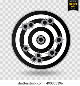 Shooting range target shot full of bullet holes.