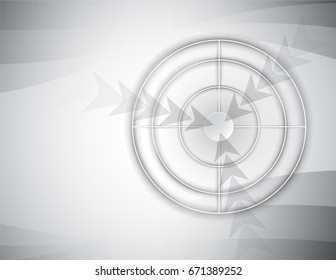 Shooting range target. Template design for business goal, advertising, shooting target marketing solutions concept. Black and white vector background.