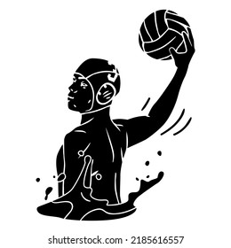Shooting Right Handed Waterpolo Player. High quality vector