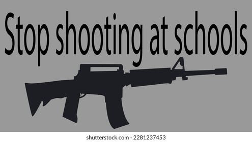 Disparando a la escuela. Deja de disparar a la escuela. Llevar armas. Terrorismo. Detente. Inscripción. La inscripción en el fondo