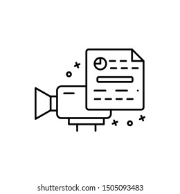 Shooting Script, Document, Camera Icon. Element Of Film Industry Icon